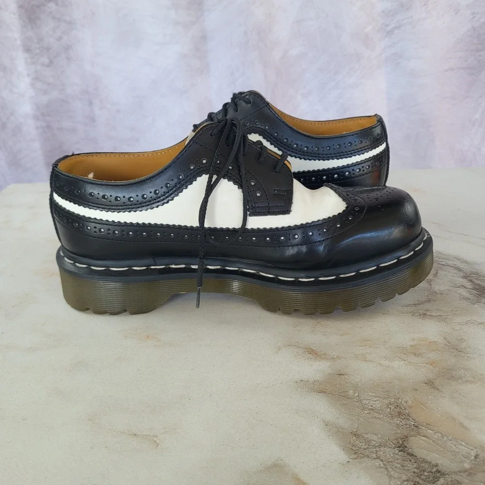 Dr. Martens 3989 Bex Long Wing Derby Two Tone Black White Size 6 Men's